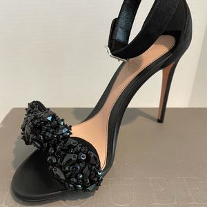 Alexander McQueen Jeweled Black Bow Heels  (Retail $2,500)